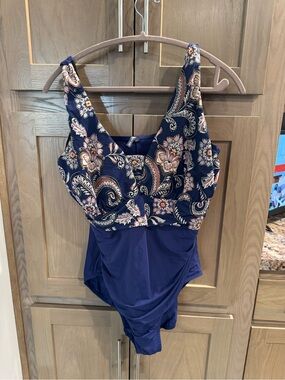 Navy Paisley Women’s One-Piece Swimsuit - Brand Unspecified